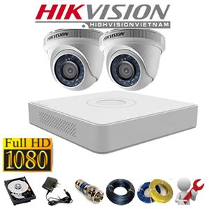Lắp đặt trọn bộ gói 2 camera hikvision Full HD 2.0MP