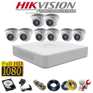 Lắp đặt trọn bộ gói 8 camera hikvision Full HD 2.0MP